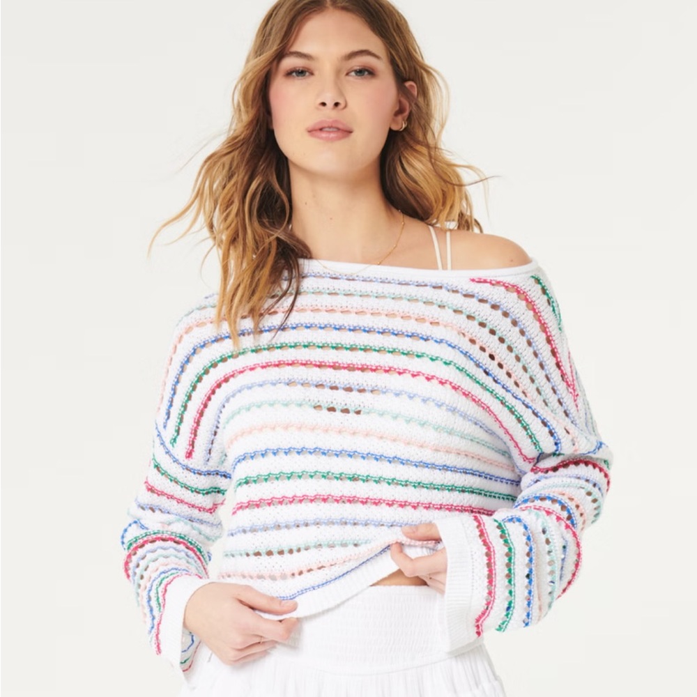 Hollister EASY CROCHET-STYLE CREW SWEATER brand new size large